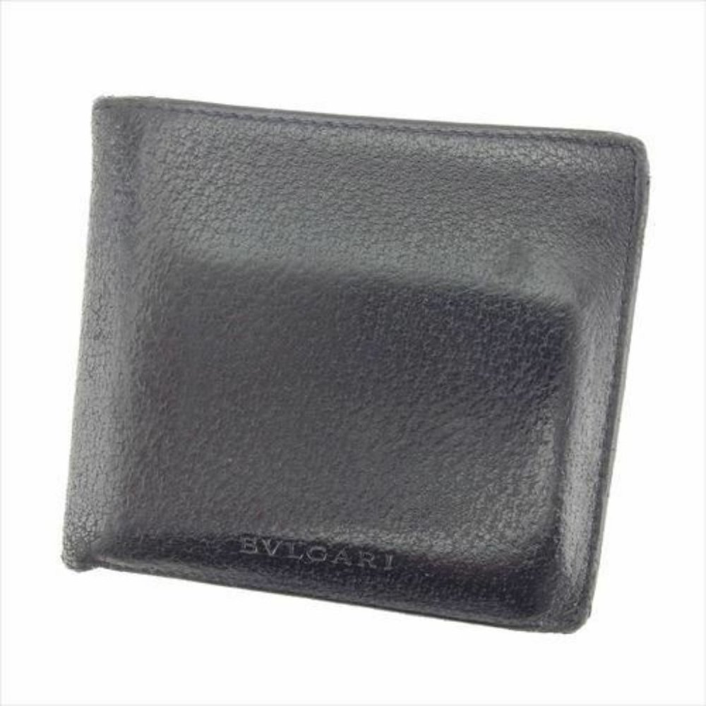 AUTH Bvlgari Wallet Purse Bi-fold Logo Black Woman Men